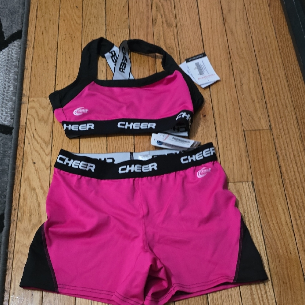 Pink and Black Cheer Sports Set Small Hot Pink